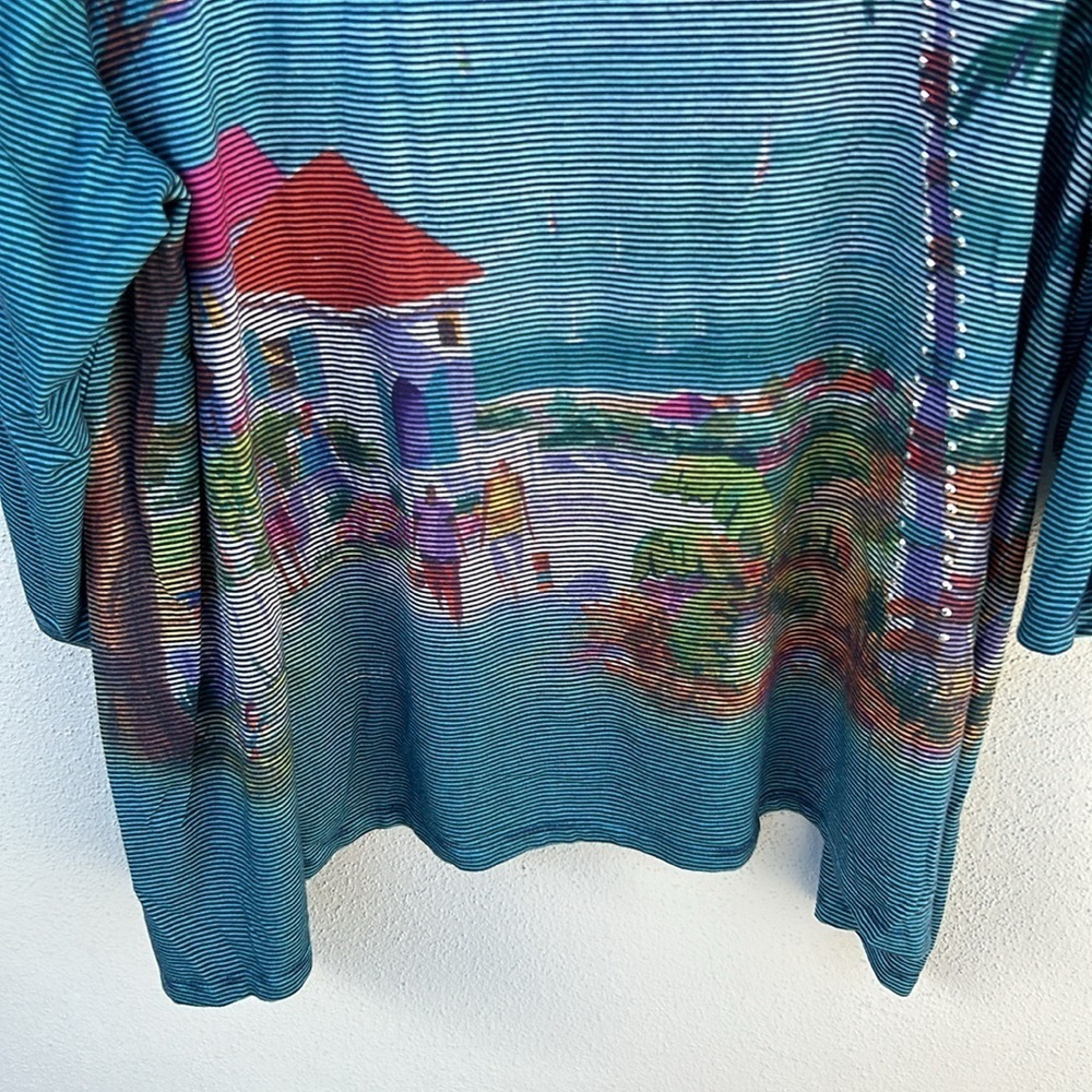 Ellen Negley Art & Sol Tunic Tropical Beach Scene Plus Size 2XL - Picture 2 of 5